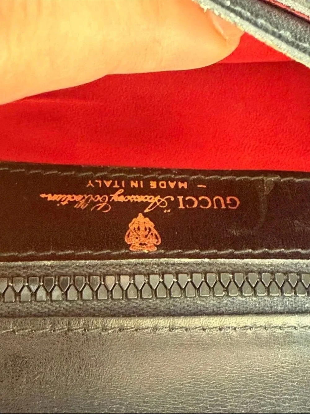 Gucci Black Canvas Clutch with Green and Red Web Stripe
